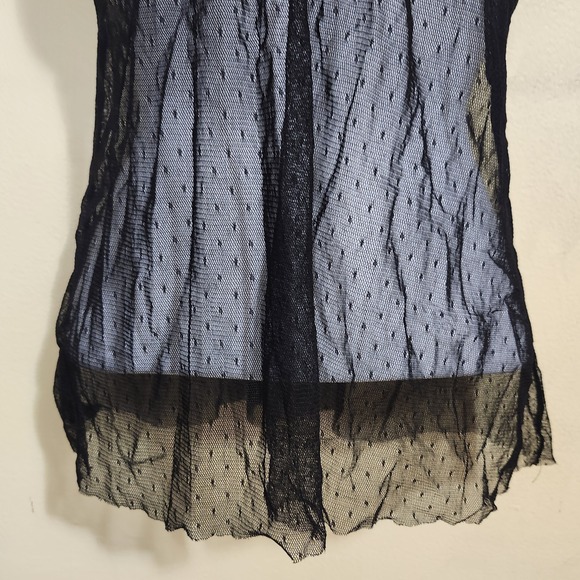 Charlotte Russe Babydoll Cami Black Mesh Pointelle Fairy Grunge Sheer Whimsigoth - Picture 4 of 10